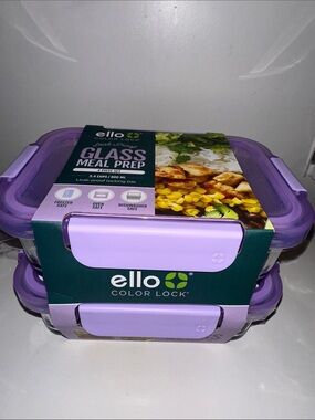 Ello Color Lock Purple Glass Meal Prep Containers - 2 Pack Purple